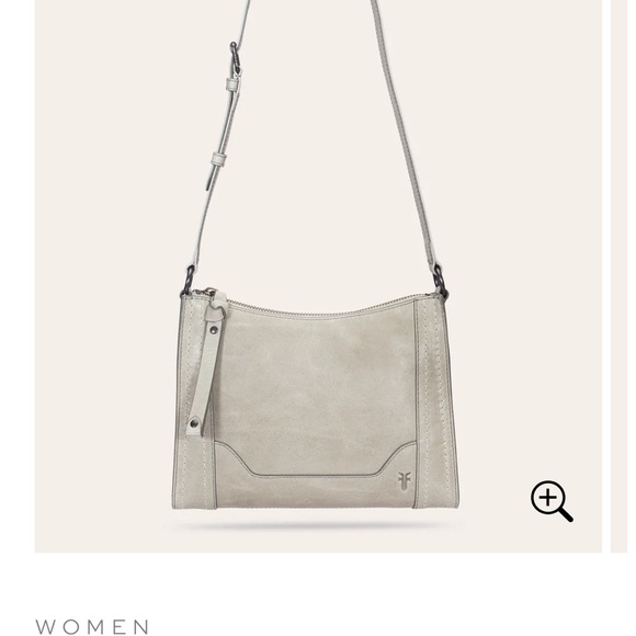 Frye - Melissa - Antique Leather, Light Gray, Zip, Crossbody Bag - Picture 1 of 14